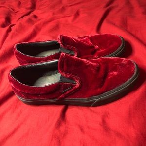 Red Velvet Slip-On Vans